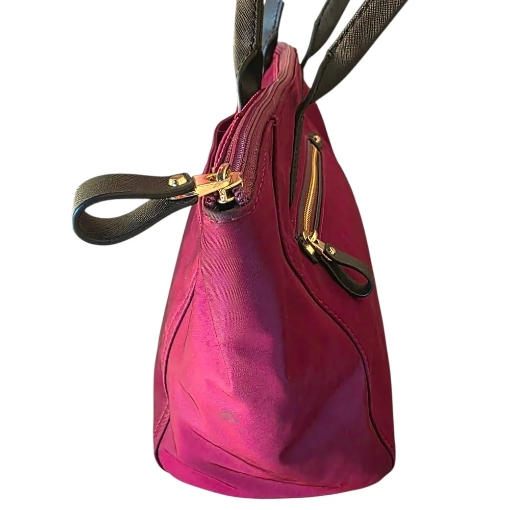 Michael Kors Cranberry Nylon Tote with Black Trim